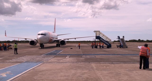 Boeing 737 am Flughafen Jericoacoara im Bundesstaat Ceará: Der Notdosten ist nicht bestesn erschlossen.