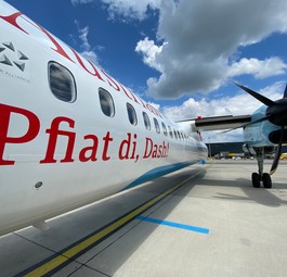 Zum Abschied Ende Mai 2021 bekam die OE-LGI eine Sonderbeschriftung: Pfiat di!