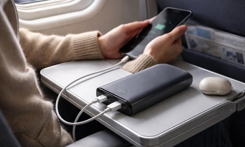 Powerbank im Flugzeug: Heikel.