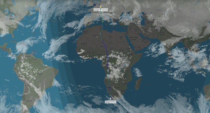 LH576 von Frankfurt nach Kapstadt ist am 25. Oktober direkt Richtung Kapstadt geflogen.