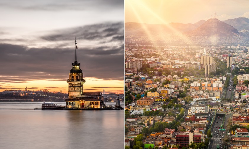 Die längste Strecke je Land. Auf Platz 10:
Die Türkei mit Istanbul - Mexico City. 11.720 Kilometer (und 13,3 Stunden).