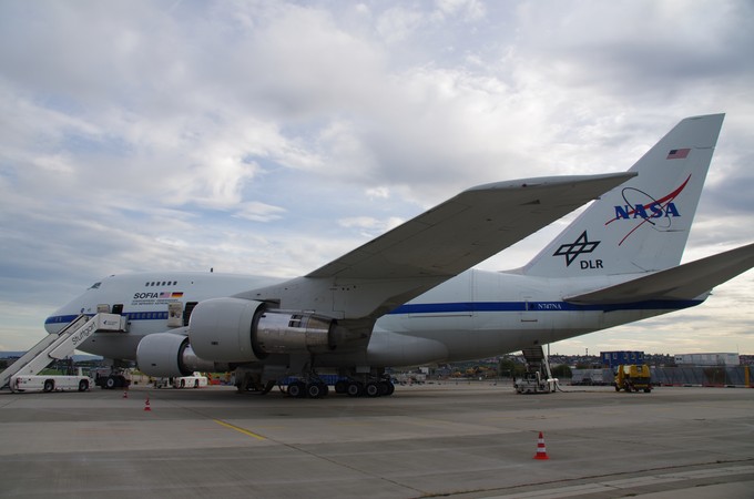 Hier ist der Forschungsflieger von DLR und Nasa 2019 in Stuttgart zu sehen.