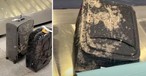Bilder von einigen der verdreckten Koffer: Wurden nach der Ankunft in New York besudelt.