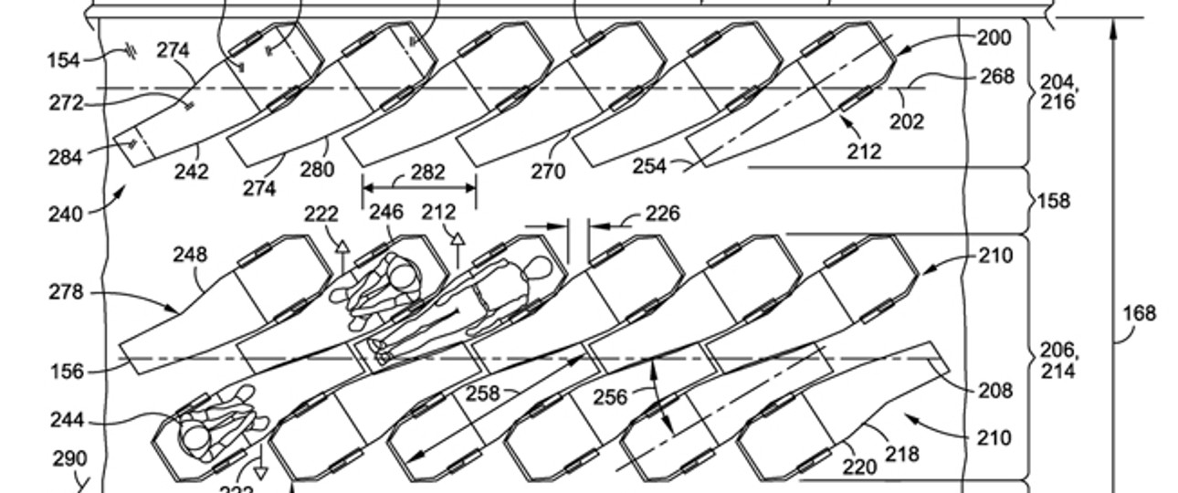 So stellt sich Boeing die Kabine vor: Einige Passagiere müssten dann rückwärts fliegen.