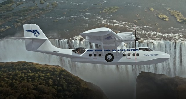 Catalina II im Flug: Pan American Airways System plant Luxus-Flüge.