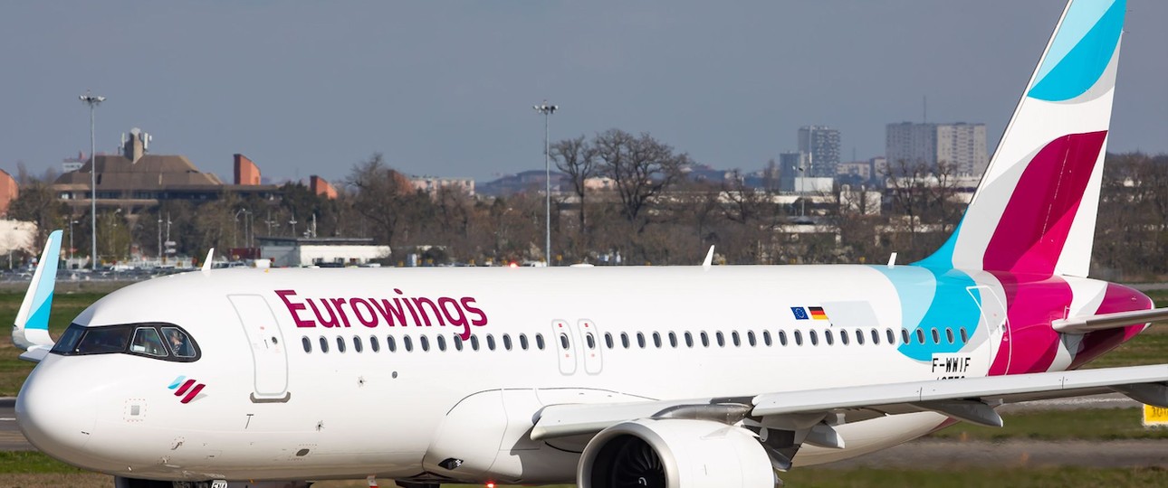 Der erste A320 Neo von Eurowings mit neuen, nicht ausfahrbaren Landelichtern.