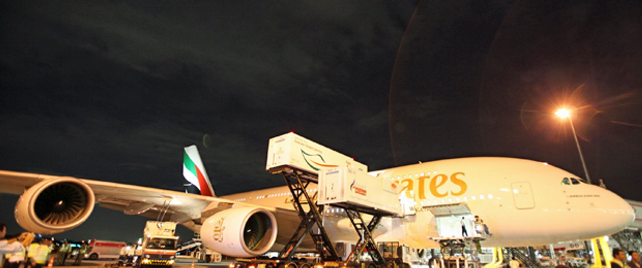 A380 von Emirates in Dubai: Bald zuwenig Platz.