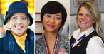 Flugbegleiterinnen von Estonian, Malaysia und American: Drei innovative Fluglinien.