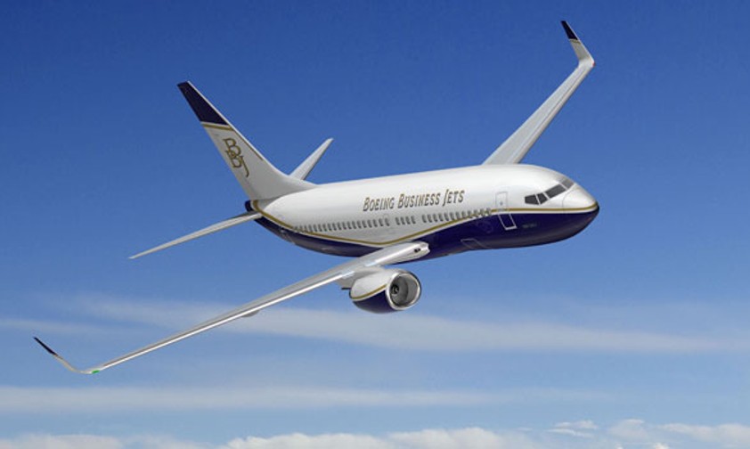 Der Boeing Business-Jet von außen: Gediegen in den Lüften.