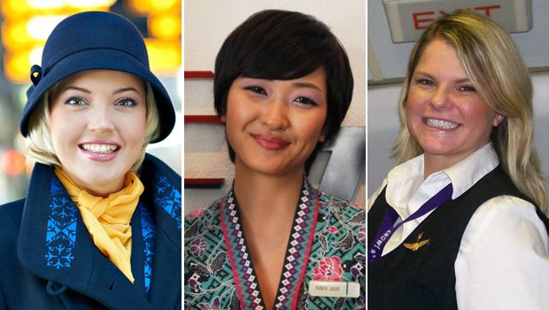 Flugbegleiterinnen von Estonian, Malaysia und American: Drei innovative Fluglinien.