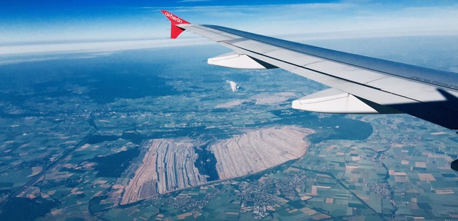 Kohlenzeche Garzweiler bei Landeanflug auf Düsseldorf.