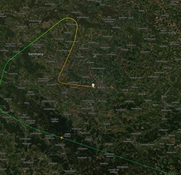 Flugverlauf über Thüringen: Die G-HLYO landete in Erfurt.