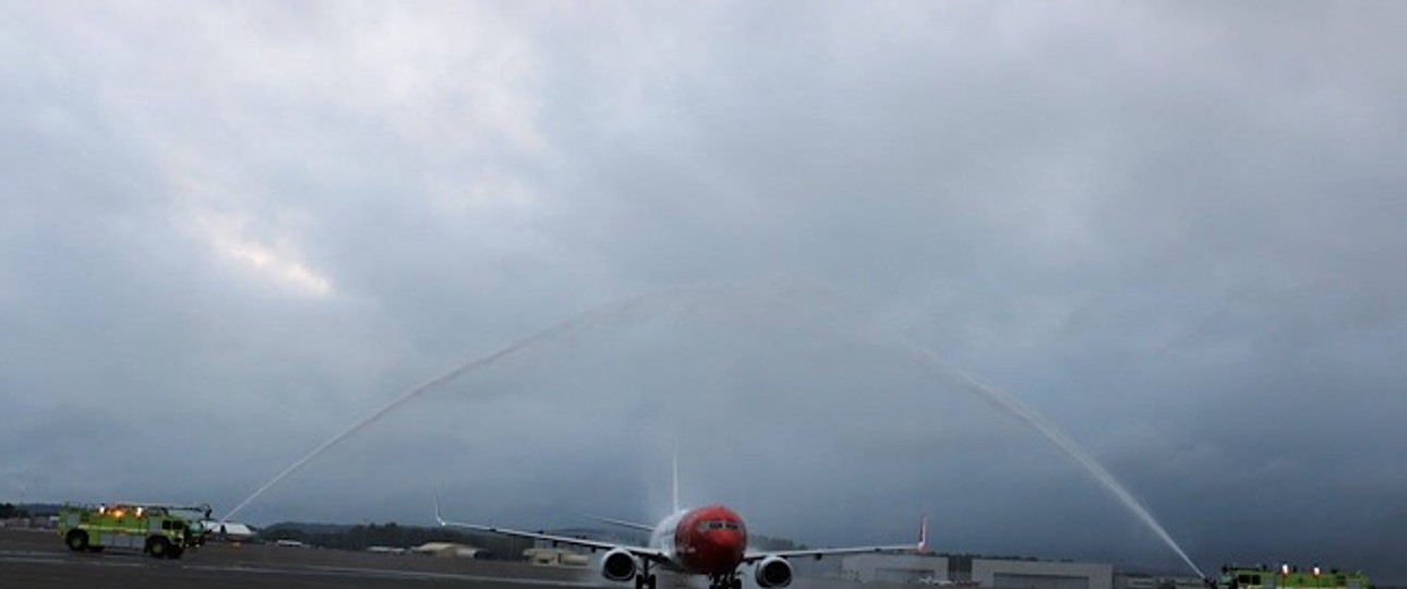 Norwegian-Flieger nach der ersten Landung in Bradley: es ist bald schon wieder vorbei.