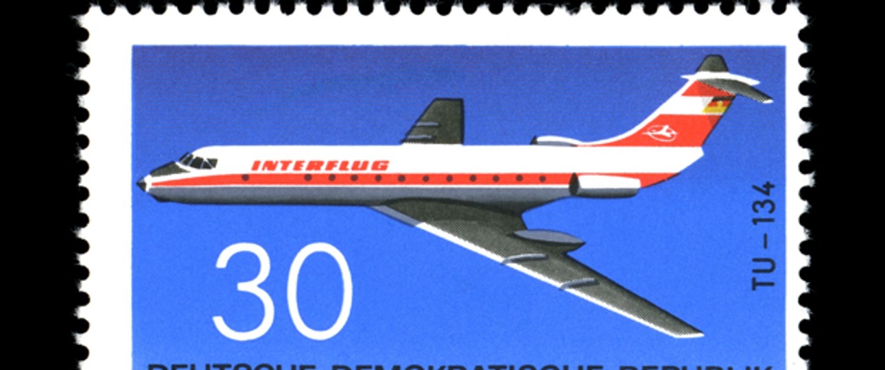 Tupolew Tu134 auf einer Briefmarke der DDR von 1969: Die Nato nannte sie «Crusty»