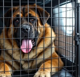 Ein großer Hund in einer Transportbox (KI-Bild): In Italien könnte das bald Wirklichkeit werden.