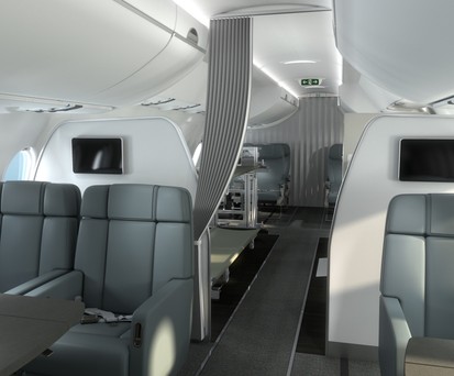Die ACJ220 von Airbus als Ambulanzflugzeug: Lufthansa Technik entwickelt neue Kabinenlayouts.