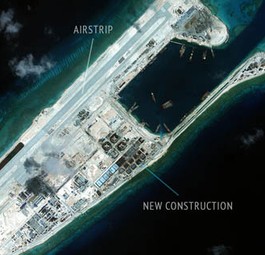 Das Riff Fiery Cross: China baut auf den Spratly-Insel Flughäfen.