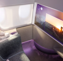 Premium-Sitz in der Pure-Skies-Kabine: So wenig Berührungen wie möglich.