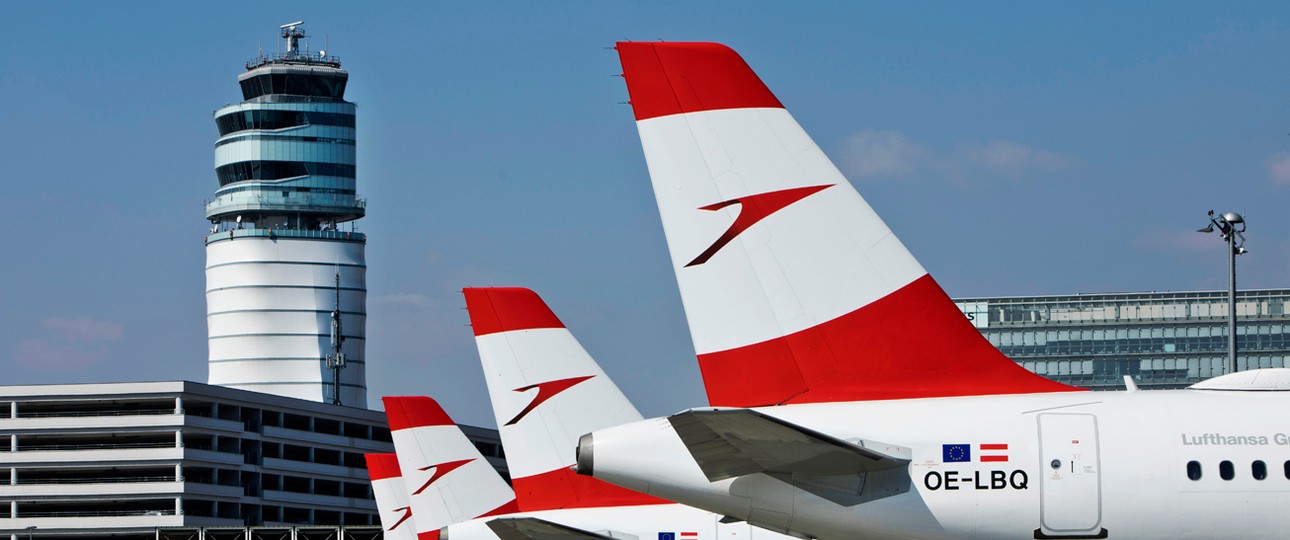 Austrian Airlines jets in Vienna.