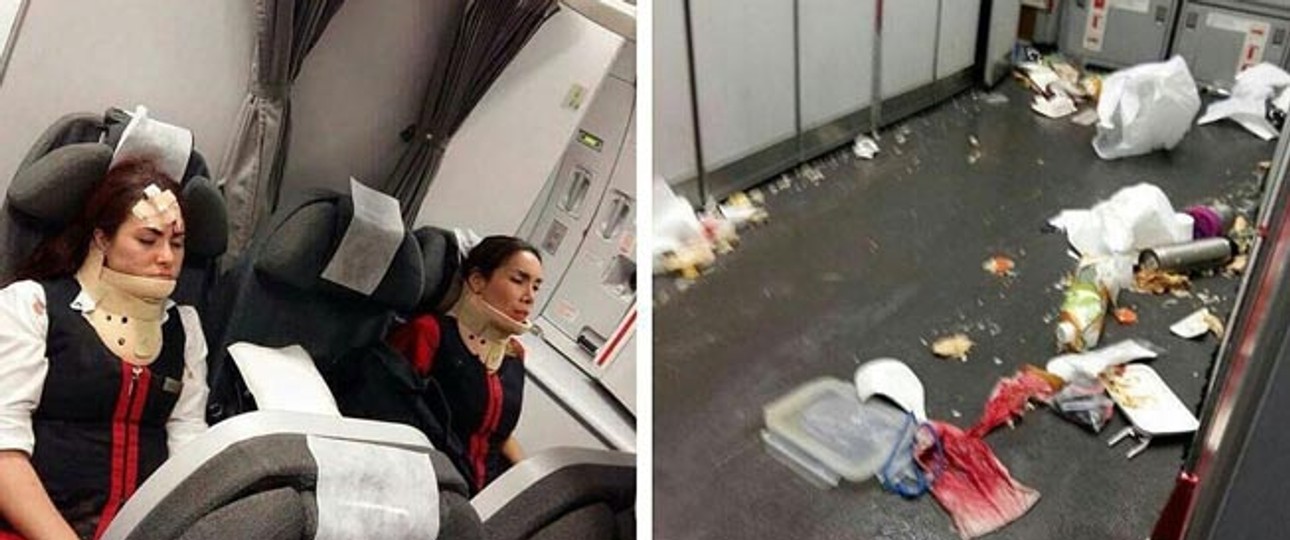Verletzte Flugbegleiterinnen, verwüstete Bordküche: Die Turbulenzen waren heftig.