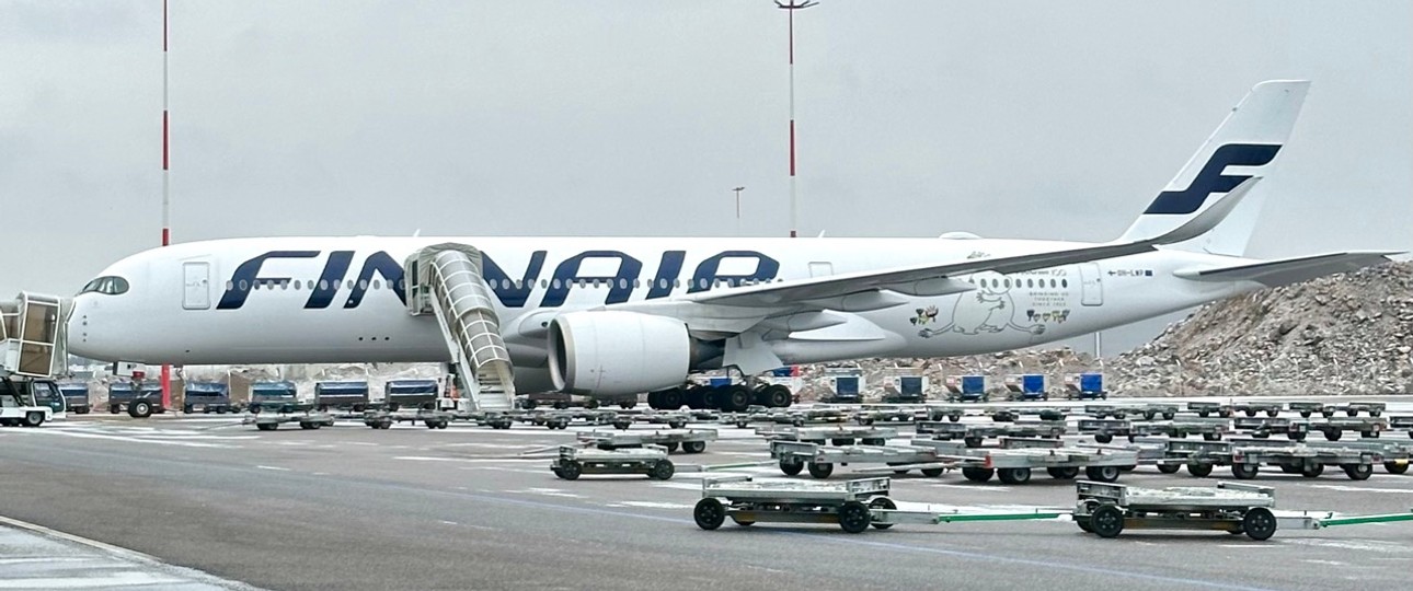 Airbus A350 von Finnair nahe dem Frachtterminal in Helsinki: Auch Cargo ist ein Faktor.