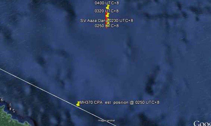 Standort der Yacht und mögliche Route von MH370: Eine Sichtung wäre möglich gewesen.