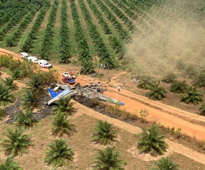 Die verunglückte HK-2494: Absturzort ist ein Feld in der Nähe von Villavicencio.