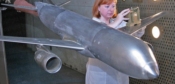 Windkanaltests an der Irkut MS-21: Das Zentrale Aerodynamische Institut ZAGI forscht schon seit Jahrzehnten an neuen Flugzeugen.