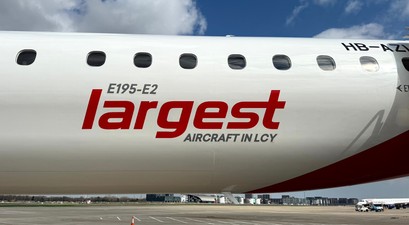 E195-E2 von Helvetic: Bislang das größte Flugzeug in London City.