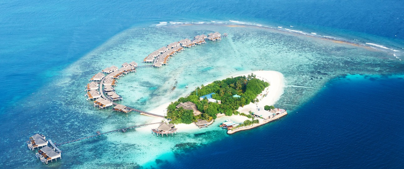 Malediven-Insel aus der Luft aufgenommen: Beond setzt auf zahlungskräftige Urlauber.