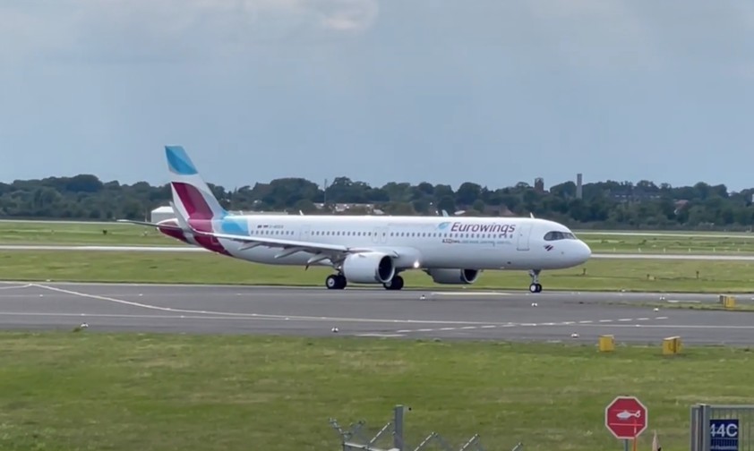 Kurz vor dem Start: Der erste A321 Neo von Eurowings am 20. Juli in Düsseldorf.