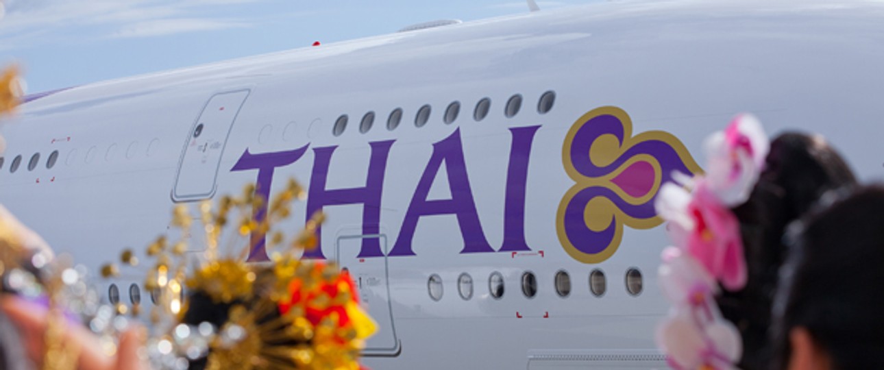 Erster von sechs A380 der Thai Airways. Diese werden vermehrt in Asien statt in Europa zum Einsatz kommen.
