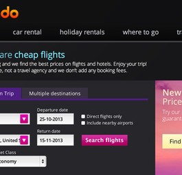 So sieht die Suche auf der Reiseseite Momondo aus.