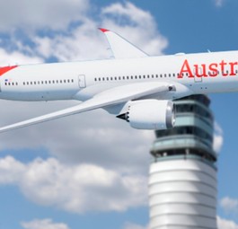Boeing 787-9 vor dem Tower in Wien: Könnte in etwa so aussehen.
