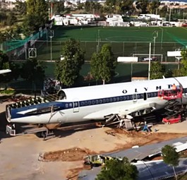 Die Boeing 727 nach dem Transport, hier zu sehen am neuen Standort: Der Jet ...