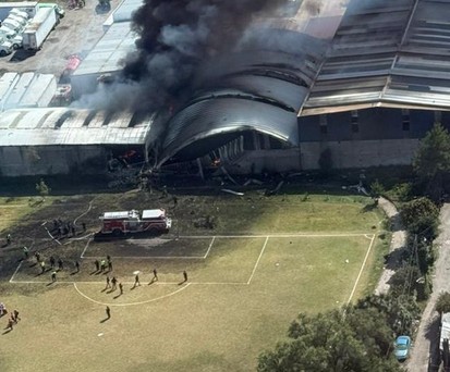 Absturzstelle der Citation: Das Flugzeug krachte in eine Werrkstatt.