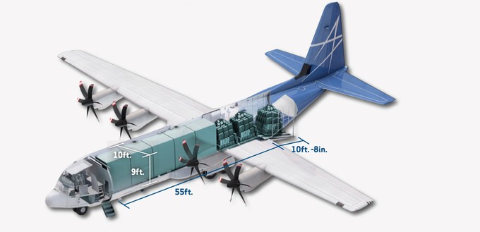 Der Flieger kann bis zu 20,775 Tonnen Fracht laden.