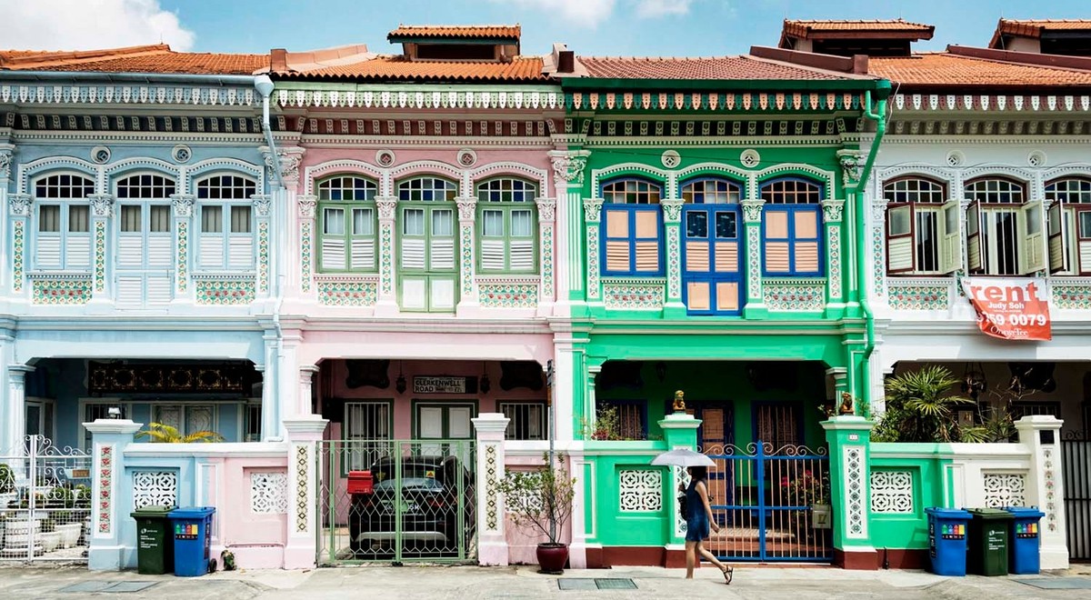 Häuser im Viertel Katong: Hier gibt es die beste Peranakan-Küche ivon Singapur.