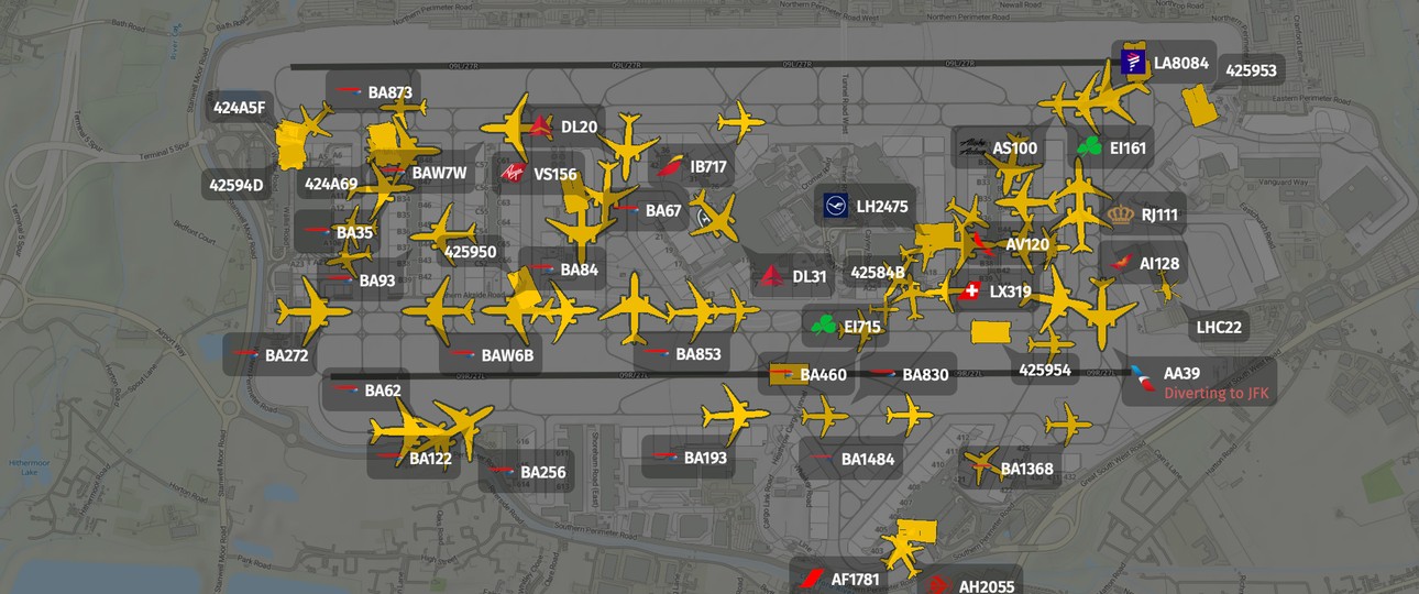 Flugzeuge in Heathrow: Alles stand still.