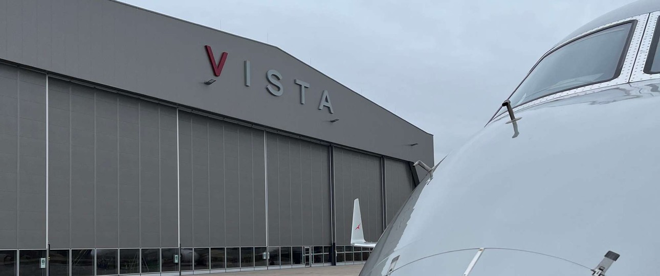 Der Vista-Hangar am Flughafen Karlsruhe/Baden-Baden: Hier wird die in Deutschland registrierte Flotte gewartet.