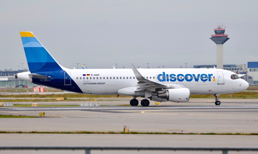 Die D-AIUV, hier in Frankfurt zu sehen: 2024 kam ihr in Maribor ein Hubschrauber zu nahe.