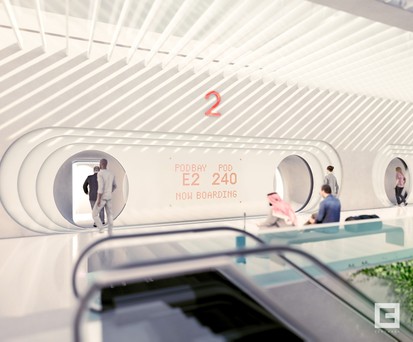 Boarding des Hyperloops: So stellt die Firma sich die gates der Kapseln vor.