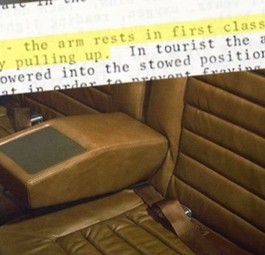 Erstklass-Sitze und Manual von Braniff International Airways: Sie ließen sich hochklappen.