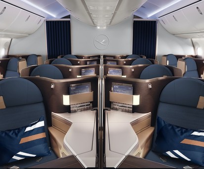 So sieht die Business Class der ersten Boeing 787-9 von Lufthansa aus.