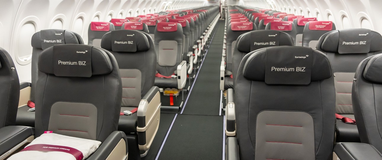 Premium Biz bei Eurowings: Inzwischen sind die Sitze wieder ausgebaut. 