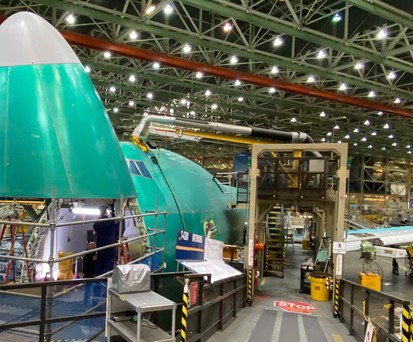 Produktion der drittletzten Boeing 747 im Werk in Everett: Wenn man ...