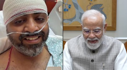 Pilot Machchhar (links) und Indiens Premiermisnister Modi (rechts): Beide haben zehn Minuten miteinander gesprochen. 