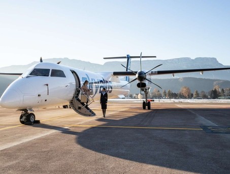 Eine Dash-8 von Sky Alps: Die Fluggesellschaft will in diesem Jahr weiter wachsen.