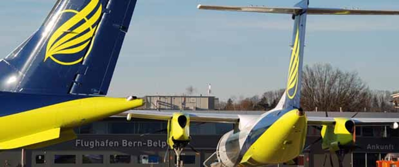 Bombardier Dash 8 von Skywork: Zwei Flieger werden in Saarbrücken festgehalten.