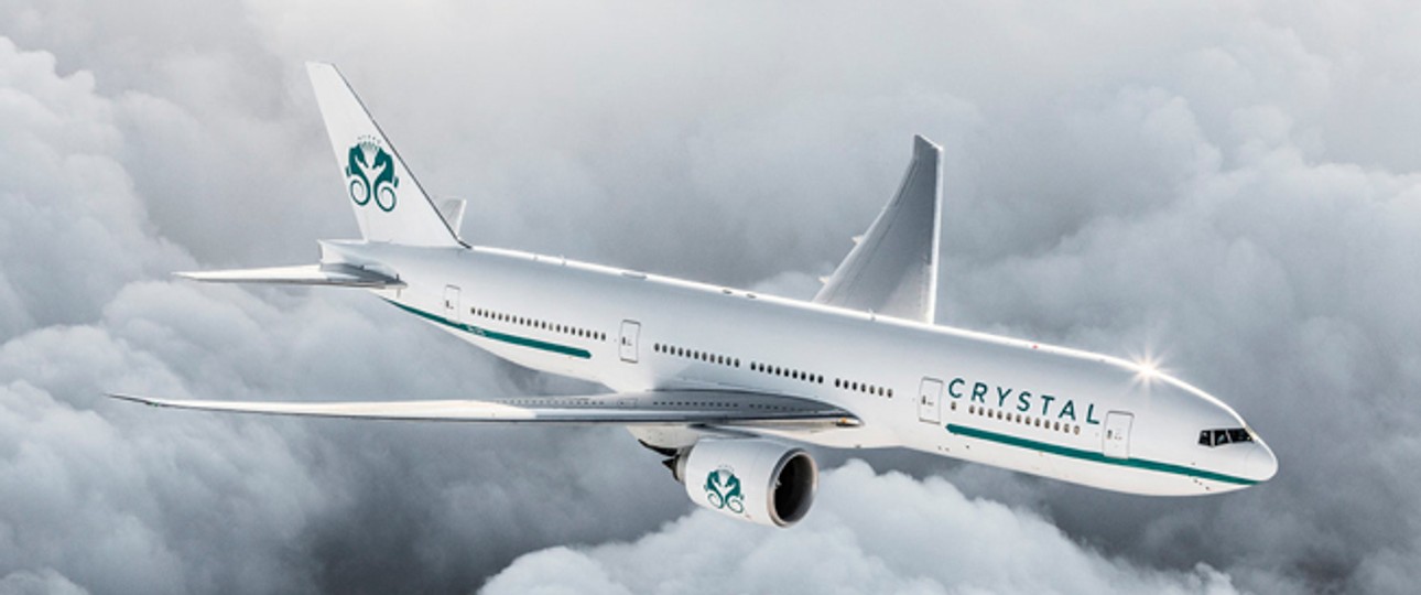 So soll sie von außen aussehen, die Boeing 777-200LR von Crystal Cruises. Innen ...